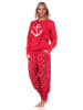 NORMANN Schlafanzug Pyjama Bündchen Anker in rot