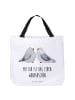 Mr. & Mrs. Panda Strandtasche Turteltauben Liebe mit Spruch in Weiß