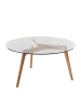 home24 home24 Couchtisch (1er Set) - Eiche - Sicherheitsglas & Massivholz Eiche - 90.0 x 45.0 x 90.0 cm in Eiche