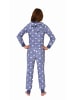 NORMANN Jumpsuit Schlafanzug Overall Coralfleece Tupfen - 76788 in blau