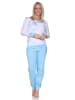 NORMANN Langarm Schlafanzug Pyjama Bündchen in hellblau