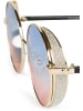 styleBREAKER Runde Sonnebrille in Gold / Blau-Rosa Verlauf