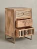 KADIMA DESIGN Industrial Nachttisch, Mango Massivholz/Rattan, 3 Schubladen