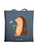 Mr. & Mrs. Panda Shopping Tasche Igel Blumen ohne Spruch in Indigo Blue