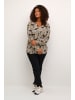 KAFFE curve Langarm-Bluse KCami in Grey/Blue Flower Print