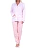 NORMANN Pyjama langarm Schlafanzug zum durchknöpfen Single Jersey - 69245 in rosa