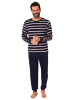 NORMANN Frottee Pyjama Schlafanzug Bündchen Streifen - 49730 in navy