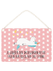Mr. & Mrs. Panda Holzschild Einhorn Sternenhimmel mit Spruch in Rot Pastell