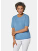 GOLDNER Kurzgröße:  Kaschmir-Halbarmpullover mit Rundhals in himmelblau