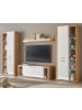Furn.Design Wohnwand weiß matt, Evoke Eiche, Wohnkombination Set 4-teilig 350 cm