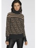 Melrose Rollkragenpullover in schwarz-camel-gestreift