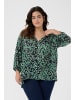 KAFFE curve Kurzarm-Bluse KCjanni Regular fit in Green Leopard