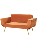 Beliani Schlafsofa SAARELA in Orange/Gold - (W) 187 x (H) 82 x (L) 75 cm