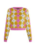 myMo ROCKS Damen Strickpullover in Pink Gelb Mehrfarbig