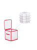 relaxdays 3 x Weihnachtskugel-Aufbewahrungsbox in Transparent/ Rot - (B)30x(H)31x(T)30 cm