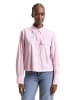 TOM TAILOR Denim Boxy Fit Hemdbluse aus Baumwolle in Soft Mauve White Stripe
