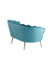 SalesFever Muschelsofa 2-Sitzer elegant Beine Chrom goldfarben und Samtbezug in Blau
