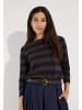 More & More kompaktes 3/4 Arm-Boxy-Blockstreifenshirt in brown/marine stripes