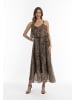 faina Damen Maxikleid Mit Schlangenprint in Beige Schlange