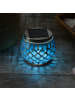 MARELIDA LED Solar Windlicht Mosaik Solarglas H: 9cm in blau