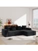 ABRIHOME Ecksofa in Schwarz modular mit tiefem Sitz gepolstert für Wohnzimmer