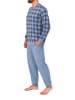 NORMANN Langarm Schlafanzug Bündchen Jersey und karierten Pyjama Oberteil in blau