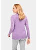 GOLDNER Kurzgröße:  Eleganter Ajourpullover mit Stehbund in flieder