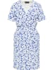 faina Damen Kleid Mit Blumenmuster in Blau Weiss