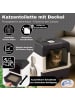 Coemo Katzentoilette geruchsneutral mit Deckel und Schublade in Schwarz