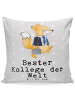 Mr. & Mrs. Panda Deko Kissen Fuchs Bester Kollege der Welt mit S... in Grau Pastell
