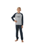 Schiesser Pyjama in Dunkelblau/Grau