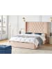 Beliani Doppelbett LUBBON in Beige/Silber - (W) 170 x (H) 144 x (L) 217 cm