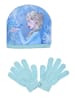 Disney Frozen 2tlg. Set: Wintermütze und Handschuhe Elsa und Anna in Blau