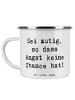 Mr. & Mrs. Panda Kaffeebecher Spruch Angst überwinden mit Spruch in Weiß