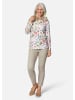 GOLDNER Jerseybluse in rosé / weiß / gemustert