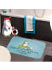 Mr. & Mrs. Panda Badteppich Pinguin Surfer mit Spruch in Eisblau