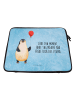 Mr. & Mrs. Panda Laptop Tasche Pinguin Luftballon mit Spruch in Eisblau