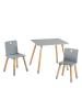 roba Holz Sitzgruppe für Kinder, Tisch & 2 Stühle, Grau/Natur