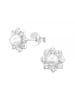 Alexander York Ohrringe, Ohrstecker HALO PERLE und KRISTALL in 925 Sterling Silber, 2-tlg.
