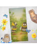 Mr. & Mrs. Panda Saunahandtuch Bienen Paar Design ohne Spruch in Grau Pastell
