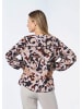 GOLDNER Bluse Bluse mit Tunika Ausschnitt in sand / stein / schwarz / gemustert