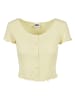 Urban Classics Urban Classics Damen Ladies Cropped Button Up Rib Tee in softyellow