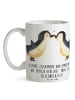 Mr. & Mrs. Panda Tasse 8. Hochzeitstag Blechhochzeit mit Spruch in Weiß