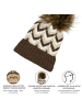 styleBREAKER Strick Bommelmütze in Braun-Beige