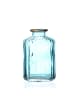 MARELIDA Mini Glas Vase mit Rillen Deko Glasflasche mit Goldrand H: 10cm in blau