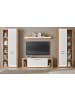 Furn.Design Wohnwand weiß matt, Evoke Eiche, Wohnkombination Set 4-teilig 350 cm