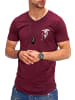 Jack & Jones T-Shirt - JJJORCHINTEE mit Print V-Neck in Weinrot