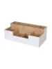 relaxdays Schreibtisch Organizer in Weiß/Natur - (B)30 x (H)11 x (T)15 cm