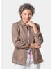GOLDNER Kurzgröße:  Velourslederimitat-Blazer mit Perforierung in taupe