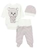 TupTam Baby Bekleidungsset Langarmbody Hose Mütze3 teilig in beige/gelb